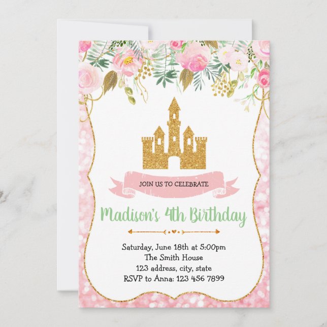 Invitación a la fiesta de cumpleaños de la princes (Anverso)