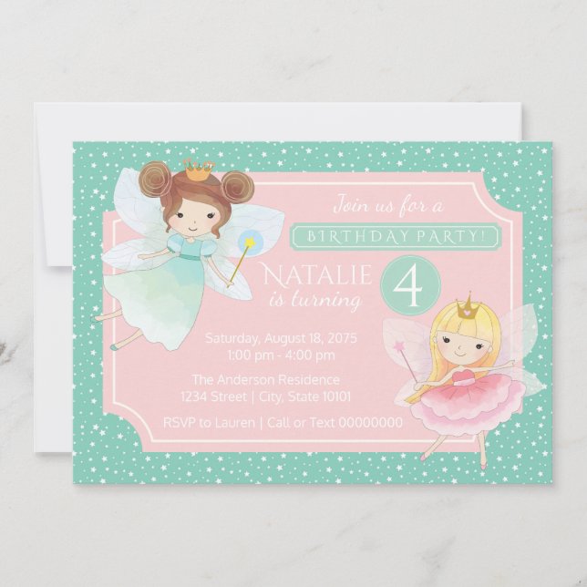 Invitación a la fiesta de cumpleaños de la princes (Anverso)