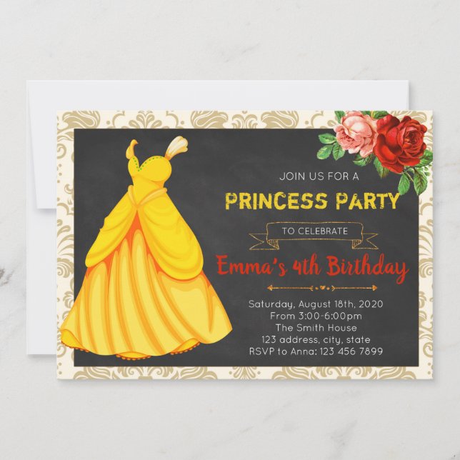 Invitación a la fiesta de cumpleaños de la princes (Anverso)