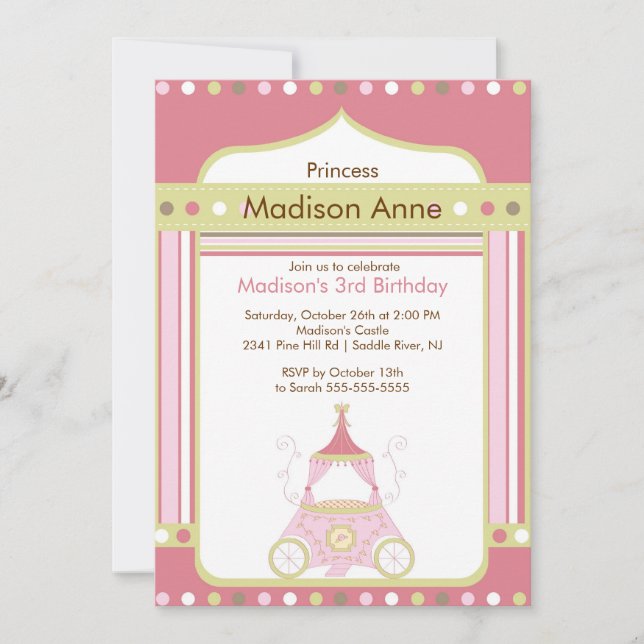 Invitación a la fiesta de cumpleaños de la princes (Anverso)