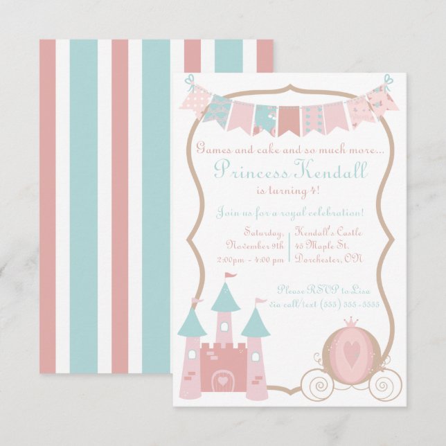 Invitación a la fiesta de cumpleaños de la princes (Anverso / Reverso)