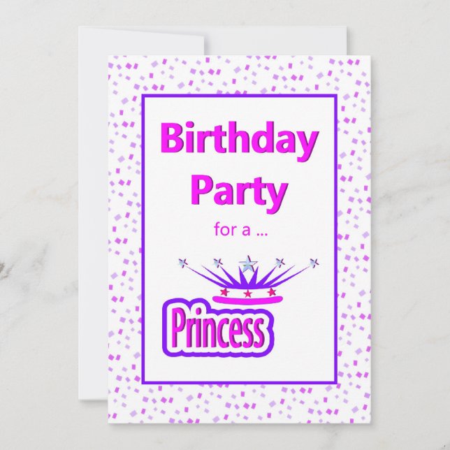 Invitación a la fiesta de cumpleaños de la princes (Anverso)
