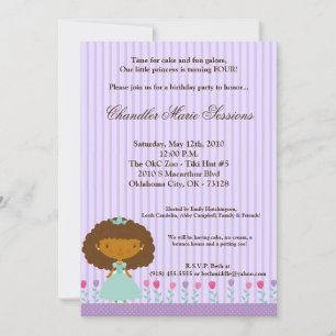 Invitación a la fiesta de cumpleaños de la princes