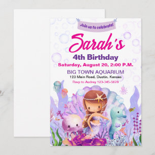 Invitación a la fiesta de cumpleaños de la sirena 