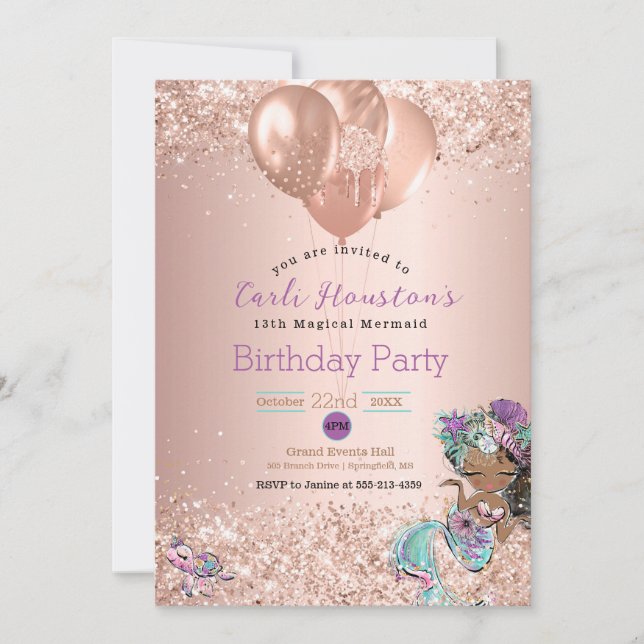Invitación a la fiesta de cumpleaños de la sirena  (Anverso)
