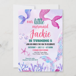 Invitación a la fiesta de cumpleaños de la Sirena