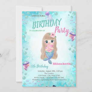 Invitación a la fiesta de cumpleaños de la sirena 