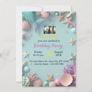 Invitación a la fiesta de cumpleaños de la sirena