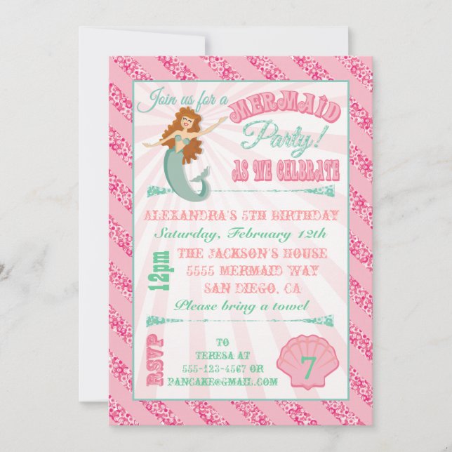 Invitación a la fiesta de cumpleaños de la sirena, (Anverso)