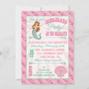 Invitación a la fiesta de cumpleaños de la sirena