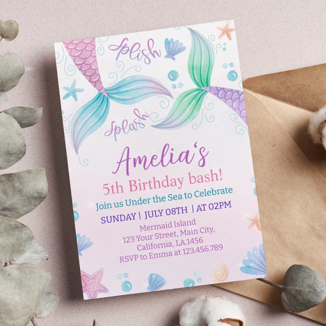Invitación a la fiesta de cumpleaños de la sirena  (Subido por el creador)