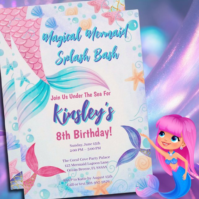 Invitación a la fiesta de cumpleaños de la sirena  (Under the Sea Celebration)