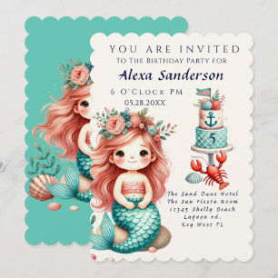 Invitación a la fiesta de cumpleaños de la sirena 