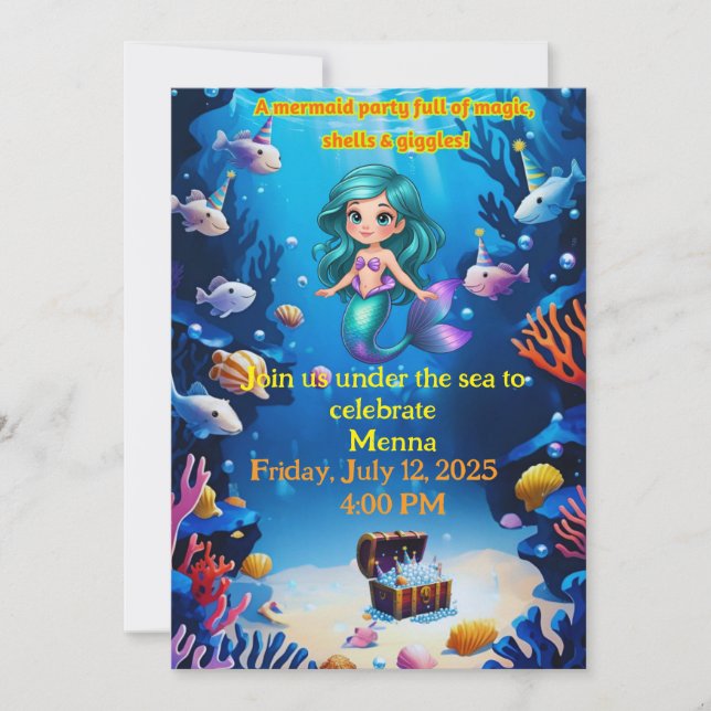 Invitación a la fiesta de cumpleaños de la sirena  (Anverso)