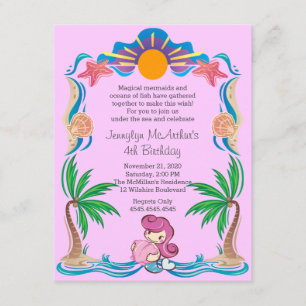 Invitación a la fiesta de cumpleaños de la sirena 