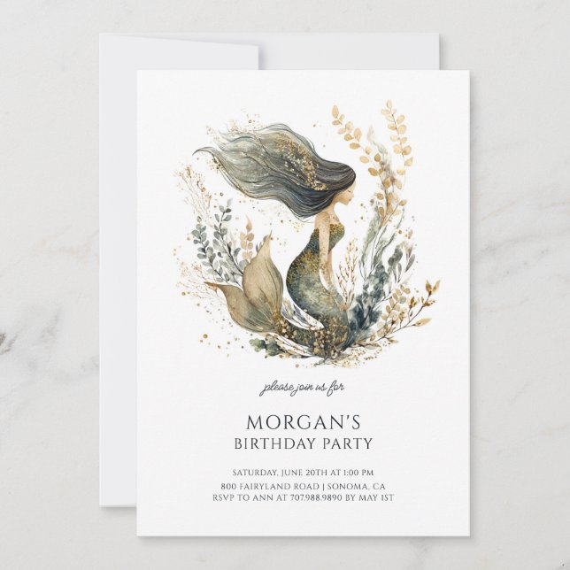 Invitación a la fiesta de cumpleaños de la sirena  (Anverso)