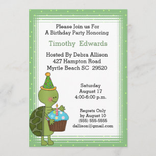 Invitación a la fiesta de cumpleaños de la tortuga