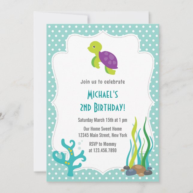 Invitación a la fiesta de cumpleaños de la tortuga (Anverso)