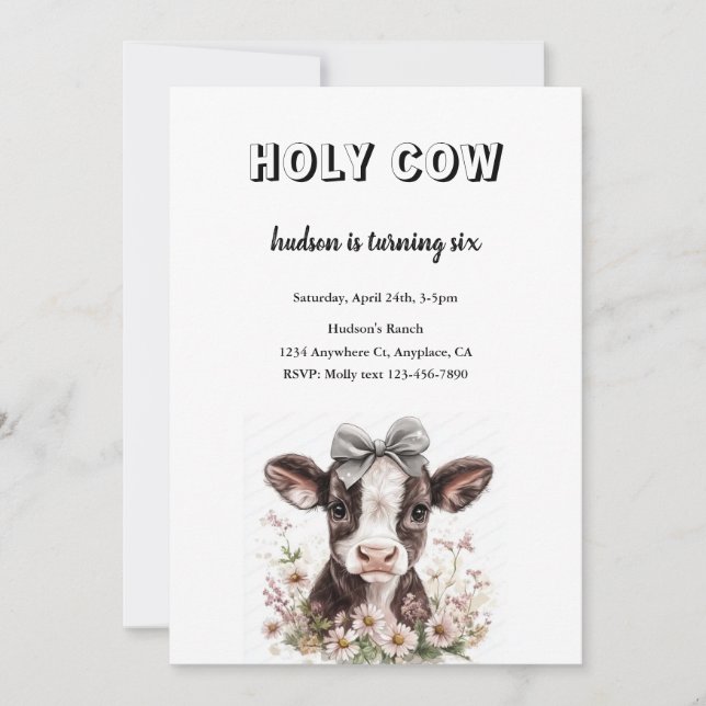 INVITACIÓN A LA FIESTA DE CUMPLEAÑOS DE LA VACA JO (Anverso)