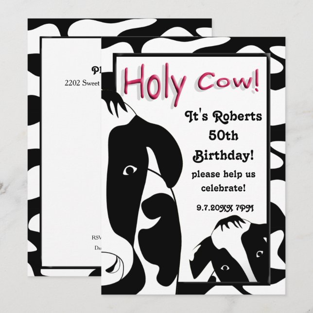 Invitación a la fiesta de cumpleaños de la vaca sa (Anverso / Reverso)
