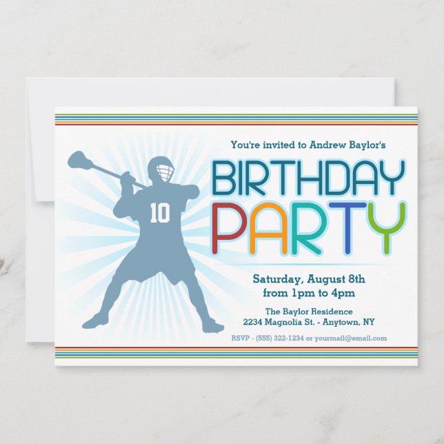 Invitación a la fiesta de cumpleaños de Lacrosse - (Anverso)