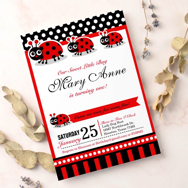 Invitación a la fiesta de cumpleaños de Lady Bug (Subido por el creador)