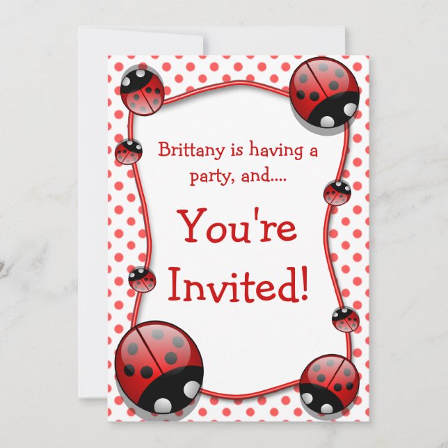 Invitación a la fiesta de cumpleaños de Ladybug (Anverso)