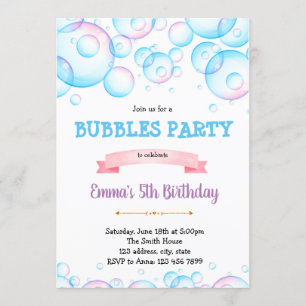 Invitación a la fiesta de cumpleaños de las burbuj