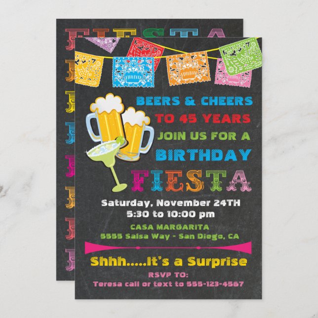 Invitación a la fiesta de cumpleaños de las cervez (Anverso / Reverso)