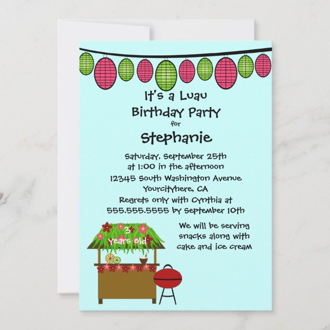 Invitación a la fiesta de cumpleaños de las chicas (Anverso)