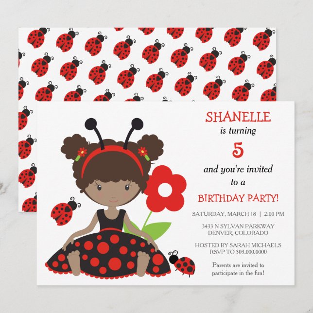 Invitación a la fiesta de cumpleaños de las chicas (Anverso / Reverso)