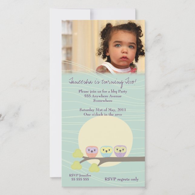 Invitación a la fiesta de cumpleaños de las chicas (Anverso)