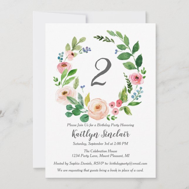 Invitación a la fiesta de cumpleaños de las flores (Anverso)