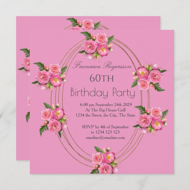 Invitación a la Fiesta de Cumpleaños de las Flores (Anverso / Reverso)