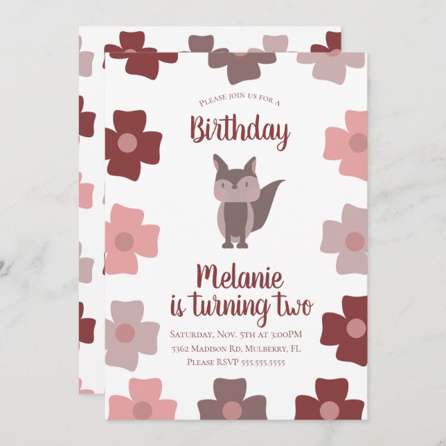 Invitación a la fiesta de cumpleaños de las flores (Anverso / Reverso)