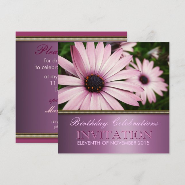 Invitación a la fiesta de cumpleaños de las flores (Anverso / Reverso)