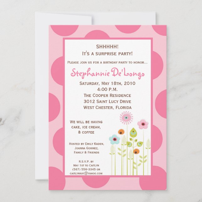 Invitación a la fiesta de cumpleaños de las flores (Anverso)