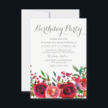 Invitación a la fiesta de cumpleaños de las mujere<br><div class="desc">Colección de coincidencias de invitaciones de cumpleaños de las mujeres de la rosa roja en Nicho y Nest Store.</div>