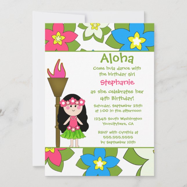 Invitación a la fiesta de cumpleaños de las niñas  (Anverso)
