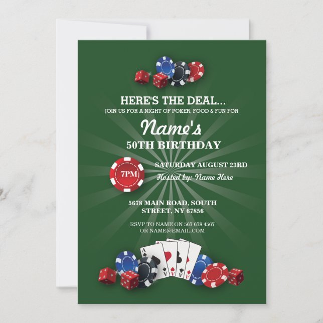 Invitación a la fiesta de cumpleaños de Las Vegas  (Anverso)