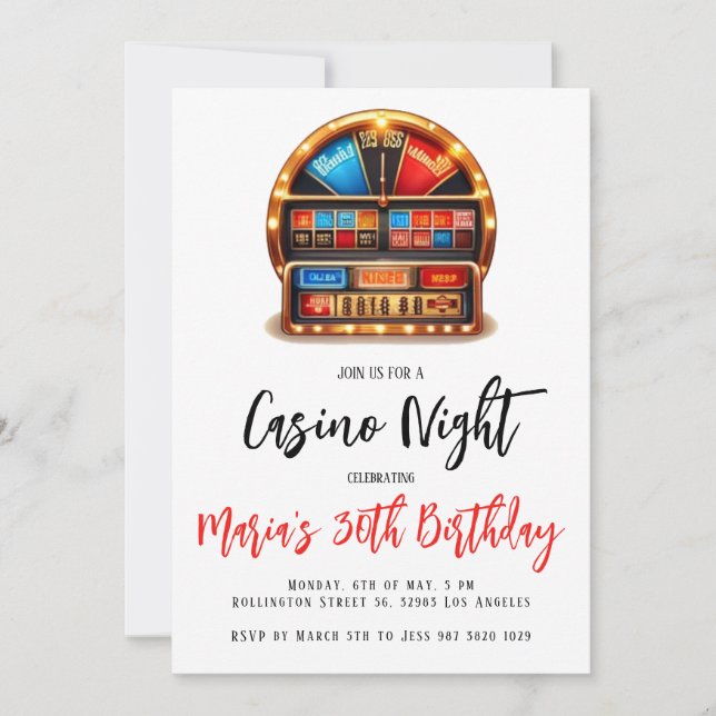 Invitación a la fiesta de cumpleaños de Las Vegas  (Anverso)