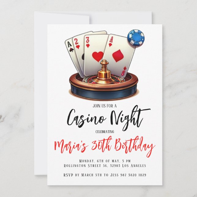 Invitación a la fiesta de cumpleaños de Las Vegas  (Anverso)