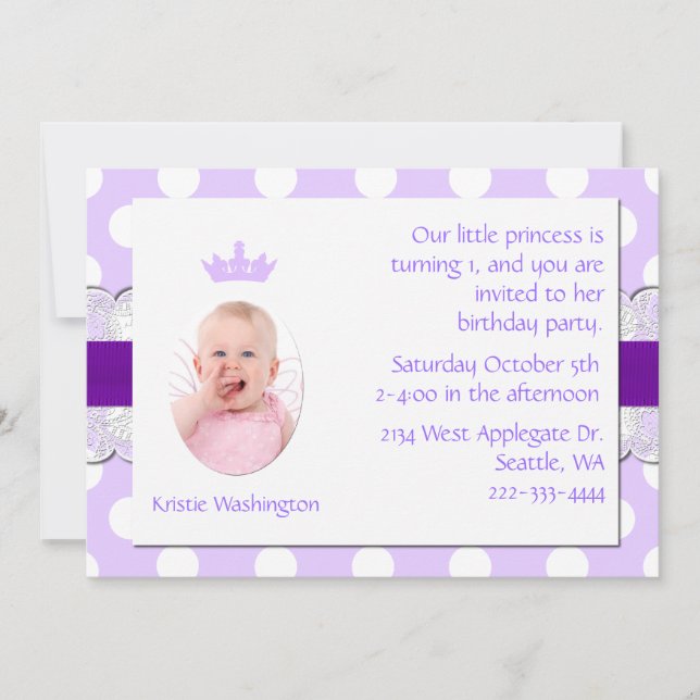 Invitación a la fiesta de cumpleaños de Lavanda y  (Anverso)