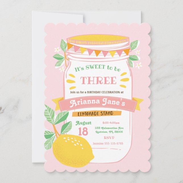 Invitación a la fiesta de cumpleaños de Lemonade S (Anverso)