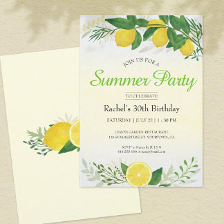 Invitación a la fiesta de cumpleaños de limón