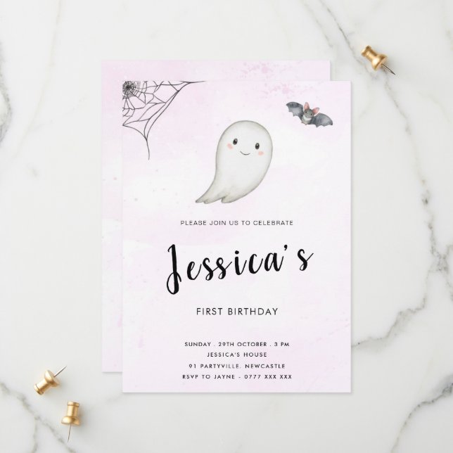 Invitación a la fiesta de cumpleaños de Little Boo (Anverso/Reverso In Situ)