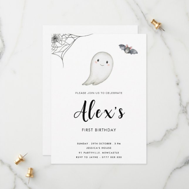 Invitación a la fiesta de cumpleaños de Little Boo (Anverso/Reverso In Situ)