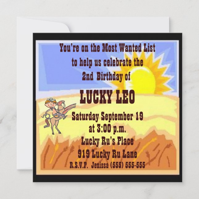 Invitación a la fiesta de cumpleaños de Little Buc (Anverso)