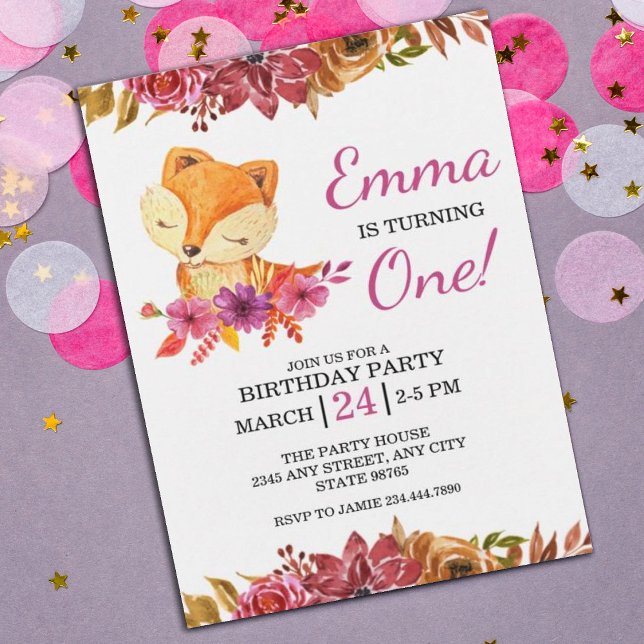 Invitación a la fiesta de cumpleaños de Little Fox (Subido por el creador)