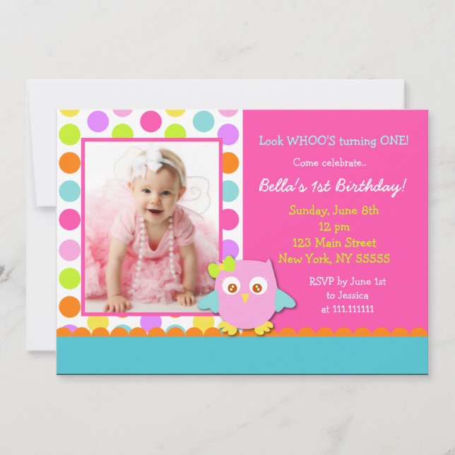 Invitación a la fiesta de cumpleaños de Little Owl (Anverso)